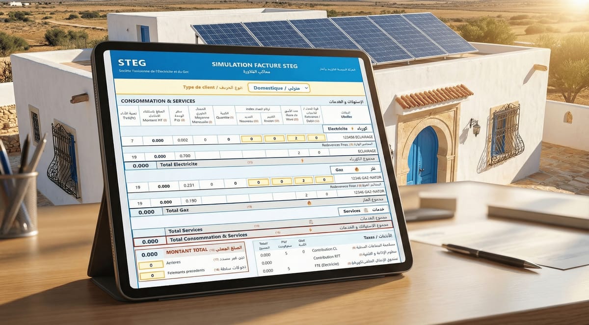 Simulez votre facture STEG : calculez votre consommation électrique en 5 secondes