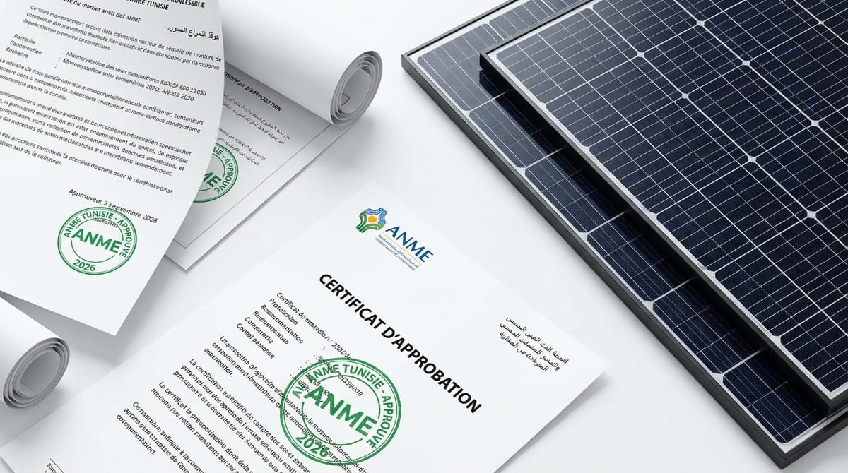 Liste des panneaux photovoltaïques acceptés par l'ANME (Agence Nationale pour la Maitrise de l'Energie) mars 2026